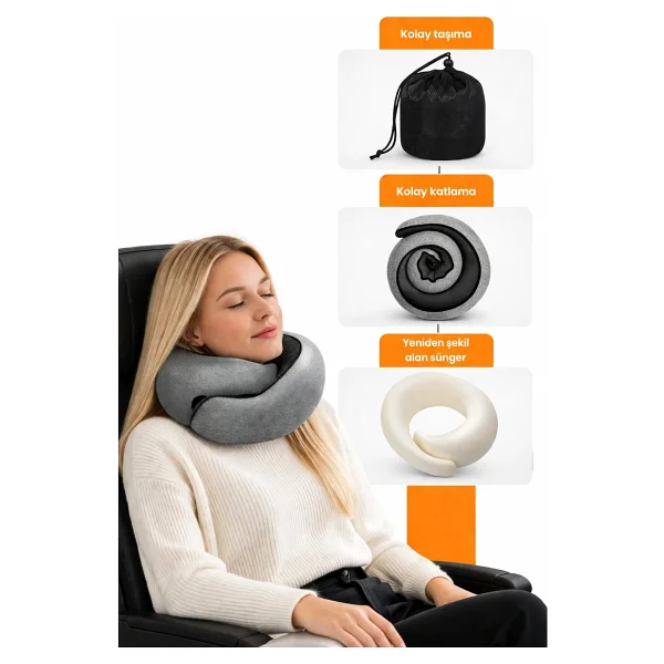 Ankaflex Ortopedik Spiral Boyun Destekli Seyahat Yastığı %100 Ortopedik Visko Seyahat Yastığı - Görsel 2
