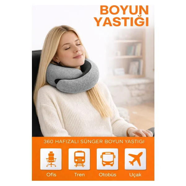 Ankaflex Ortopedik Spiral Boyun Destekli Seyahat Yastığı %100 Ortopedik Visko Seyahat Yastığı - Görsel 3