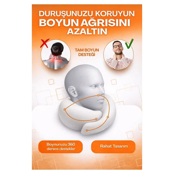 Ankaflex Ortopedik Spiral Boyun Destekli Seyahat Yastığı %100 Ortopedik Visko Seyahat Yastığı - Görsel 4