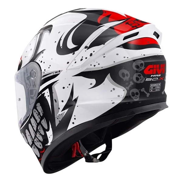 Givi 50.X Bones Beyaz Kırmızı Full Face Motor Kaskı - Görsel 3