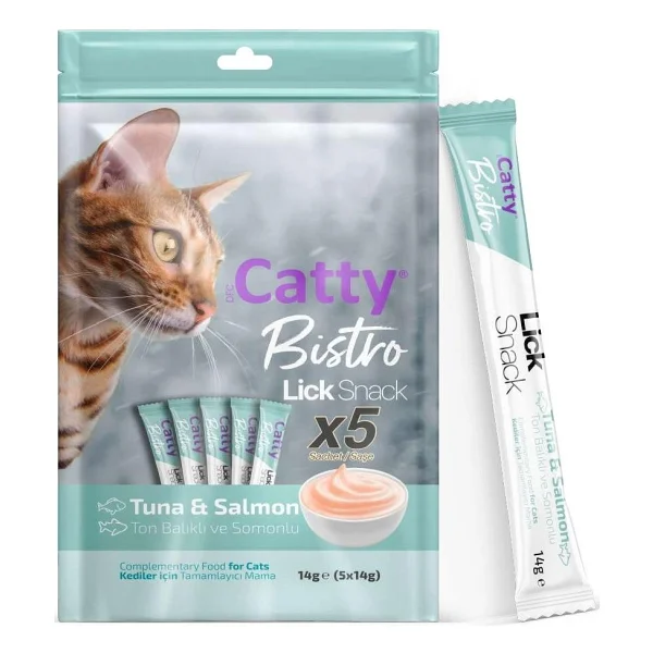 Catty Bistro Ton Balıklı Ve Somonlu 5x14 Gr Krema Kedi Ödül Maması - Görsel 2