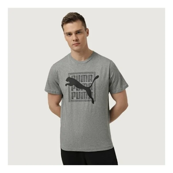 Puma Graphic 691775-03 Gri Kısa Kollu Bisiklet Yaka Erkek Tişört - Görsel 4