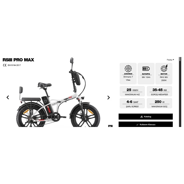 Rks Rs3 Pro Max 250 W Katlanabilir Elektrikli Bisiklet - Görsel 4