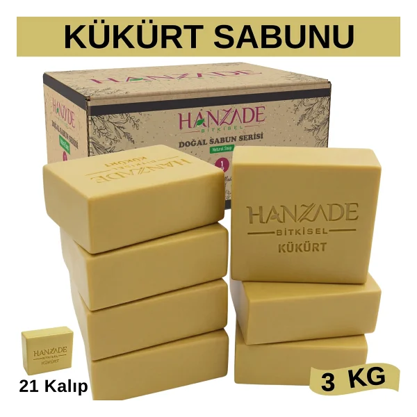 Hanzade Bitkisel Doğal El Yapımı Hatay Kükürtlü Sabun Kükürt Sabunu 3 KG