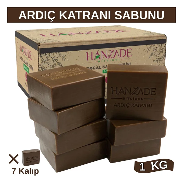 Hanzade Bitkisel Doğal El Yapımı Hatay Ardıç Katranı Sabunu Katranlı Sabun 1 Kg - Görsel 8