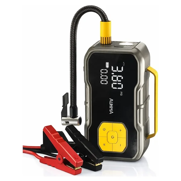 Auhma A9900 4'ü 1 Arada Akü Takviyeli Şarjlı Hava Pompası 8.000 mAh Powerbank & Dijital Fener - Görsel 2