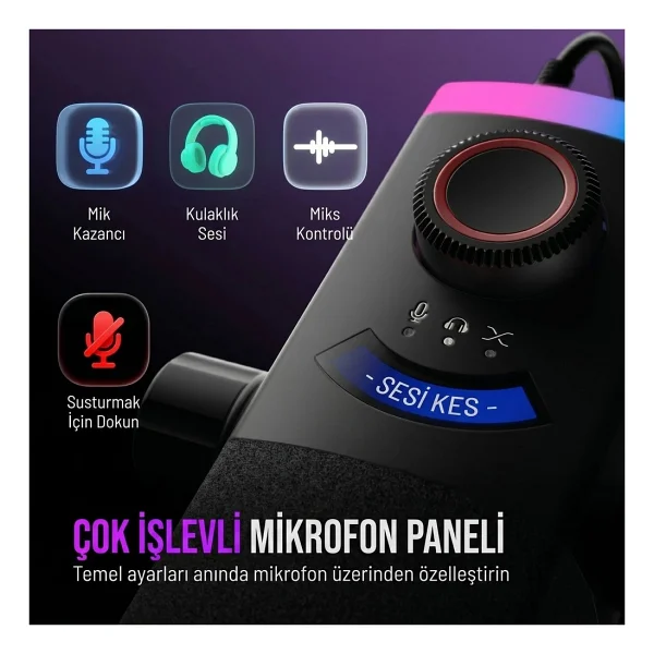 Fifine Ampligame Am8prot Xlr/USB RGB Dinamik Mikrofon Seti - Görsel 10