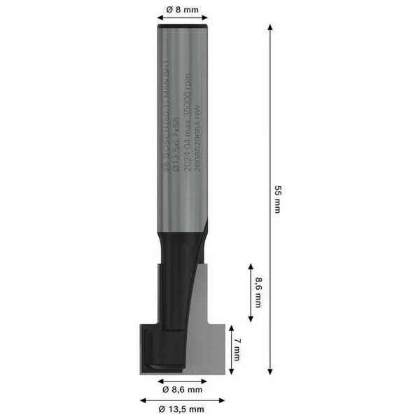 Bosch Pro 13.5x8.6 Mm Ahşap T Oluk Açma Freze Ucu 2608629684 - Görsel 3