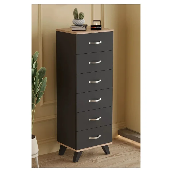 Aeka Ae-3038 Belinda 6 Çekmeceli Beyaz Çam Şifonyer Komodin 132x45x36 Cm - Görsel 9