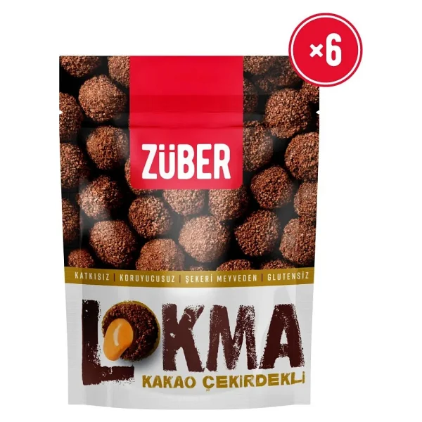 Züber Lokma Kakao Çekirdeği Kaplı 96 Gr 6'lı Paket Fındık Ezmeli Meyve Topu - Görsel 3