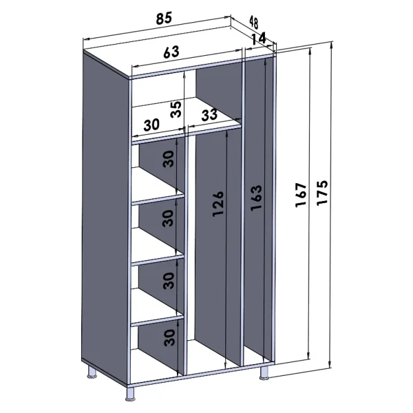 Montenero Banyo Dolabı 2 Kapaklı Bölmeli Valiz Ütü Masası Nevresim Saklama Beyaz 85x170 Cm - Görsel 6