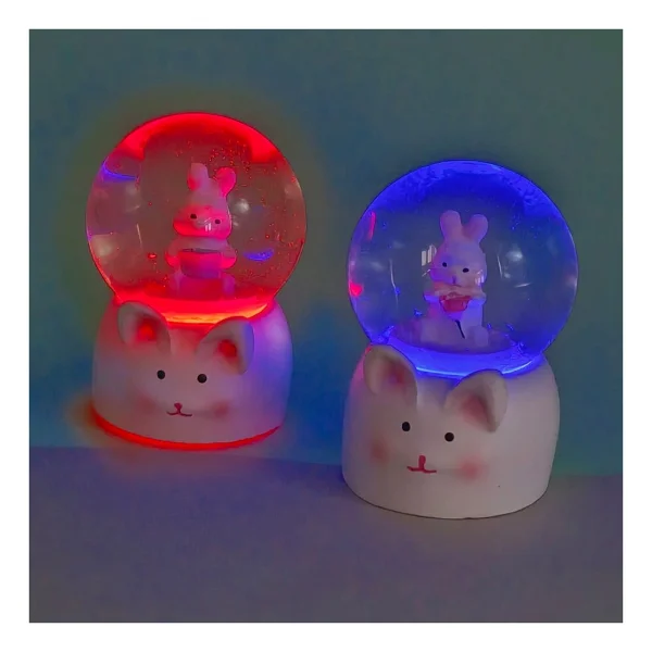 Ttt Mini Boy Tavşan Tasarımlı Işıklı Kar Küresi - Görsel 4