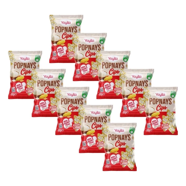 Yayla Popnays Cips Klasik Lezzet Mısır Ve Basmati Pirinç Patlağı 80 G X10 - Görsel 2
