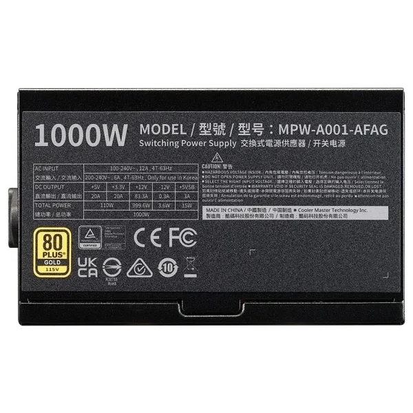 Cooler Master Elite Gold Mpw-A001-Afag Gen5.1 1000 W Power Supply - Görsel 3