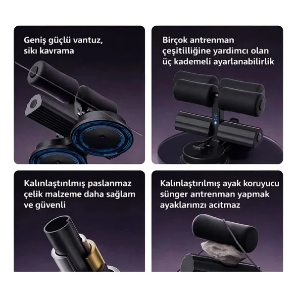 Sunup Sn-29962 Çift Vantuzlu Ev Tipi 3 Kademe Boy Ayarlı Mekik - Karın Egzersiz Aleti - Görsel 5