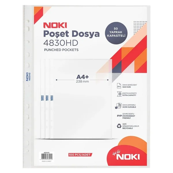 Noki 4830hd A4 100'lü Buzlu Şeffaf Poşet Dosya - Görsel 8