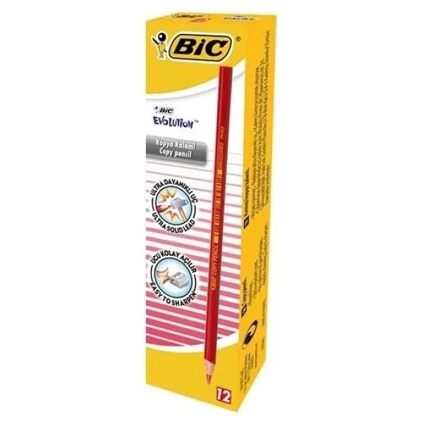Bic Evolution 12'li Kırmızı Kopya Kalemi - Görsel 8