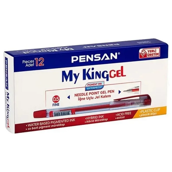 Pensan 6405 My King 0.5 Mm 12'li Jel Kalem Kırmızı - Görsel 3