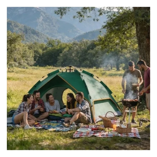 6 Kişilik Otomatik Kamp Çadırı - Çift Katmanlı, Suya Dayanıklı, Hızlı Kurulum Aile Doğa Çadırı 200x250x150 Cm - Görsel 2