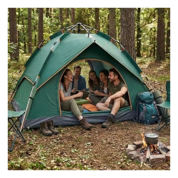 6 Kişilik Otomatik Kamp Çadırı - Çift Katmanlı, Suya Dayanıklı, Hızlı Kurulum Aile Doğa Çadırı 200x250x150 Cm - Görsel 4
