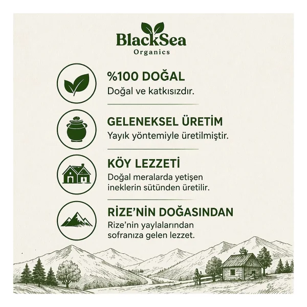Rize Köy Tereyağı 1 Kg - Doğal Yayık Tereyağı Katkısız Blacksea Organics - Görsel 5