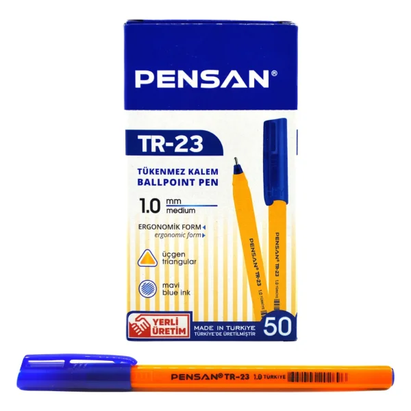 Pensan Tr-23 Üçgen Gövde 1.0 Mm 50'li Kutu Mavi Tükenmez Kalem - Görsel 7