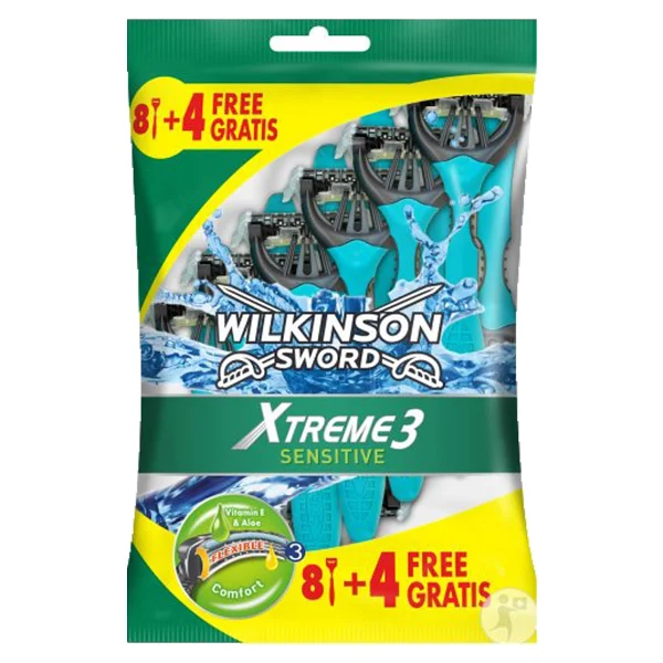 Wilkinson Sword Xtreme 3 Sensitive 8+4 Kullan At Tıraş Bıçağı Hassas Cilt Dostu Aloe Vera İçerir - Görsel 7