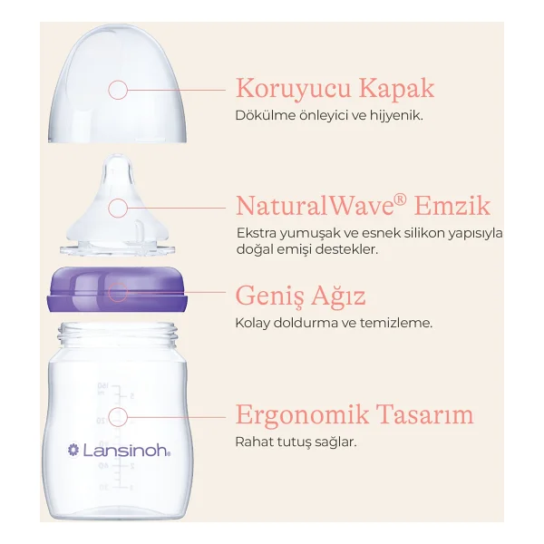 Lansinoh 330 Ml Pp Biberon Ve Naturalwave Biberon Emziği - Görsel 3