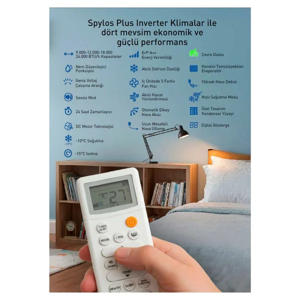 E.C.A. Spylos Plus Esb1618a100 A++ 18000 Btu Inverter Duvar Tipi Klima - Görsel 4