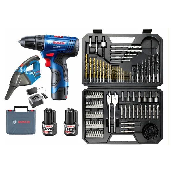 Bosch Gsr 120 Li 2 Ah Çift Akülü Vidalama + Bosch Gas 12 Şarjlı Araç Süpürgesi + Bosch V-Line 103 Parça Uç Seti - Görsel 8