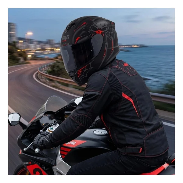 Givi 50.X Arachno Mat Siyah Kırmızı Full Face Motor Kaskı - Görsel 7