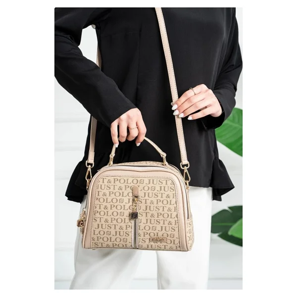 Just Polo Günlük Kombinlere Uygun Orta Boy Kadın Kadın Omuz Çantası Orijinal Shopper - Bej - Görsel 2