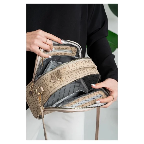 Just Polo Günlük Kombinlere Uygun Orta Boy Kadın Kadın Omuz Çantası Orijinal Shopper - Bej - Görsel 3
