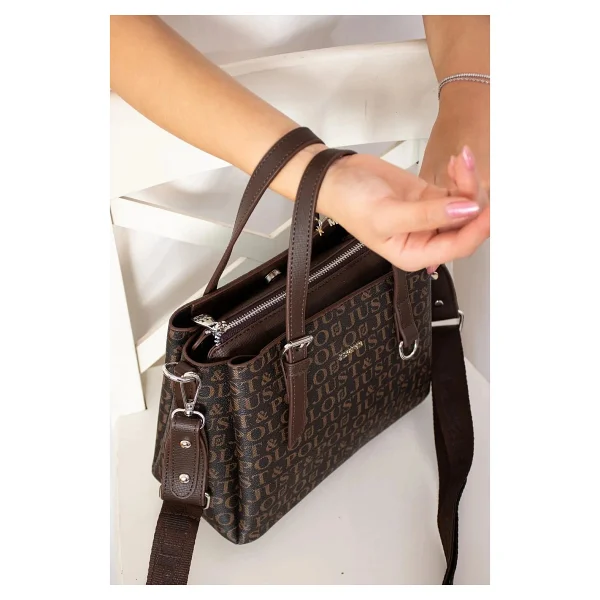 Just Polo Kadın Orijinal Just Polo Ayarlanabilir Askılı Şık El Ve Omuz Çantası Shopper Ebat : 18 X 25 Cm - Kahverengi - Görsel 2