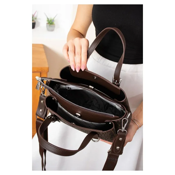 Just Polo Kadın Orijinal Just Polo Ayarlanabilir Askılı Şık El Ve Omuz Çantası Shopper Ebat : 18 X 25 Cm - Kahverengi - Görsel 3