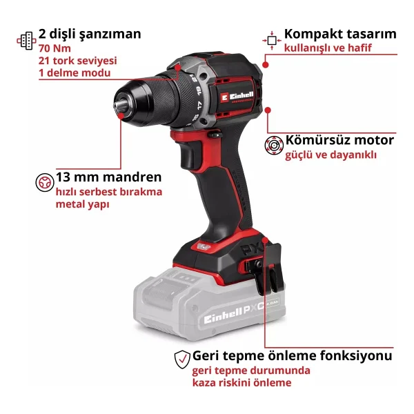 Einhell Tp-CD 18/70-C Li Bl Vidalama Makinesi - Görsel 3