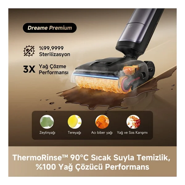 Dreame Yeni Premium Pro Islak ve Kuru Süpürge 28000PA Emiş Gücü, %100 Leke Giderme ve %99,9999 Sterilizasyon Için 200°C Buharlı Temizlikx - Siyah - Görsel 2