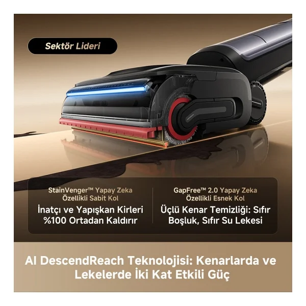 Dreame Yeni Premium Pro Islak ve Kuru Süpürge 28000PA Emiş Gücü, %100 Leke Giderme ve %99,9999 Sterilizasyon Için 200°C Buharlı Temizlikx - Siyah - Görsel 4