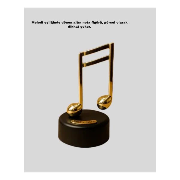 Altın Nota Figürlü Dönen Müzik Kutusu Dekoratif Music Box - Görsel 5