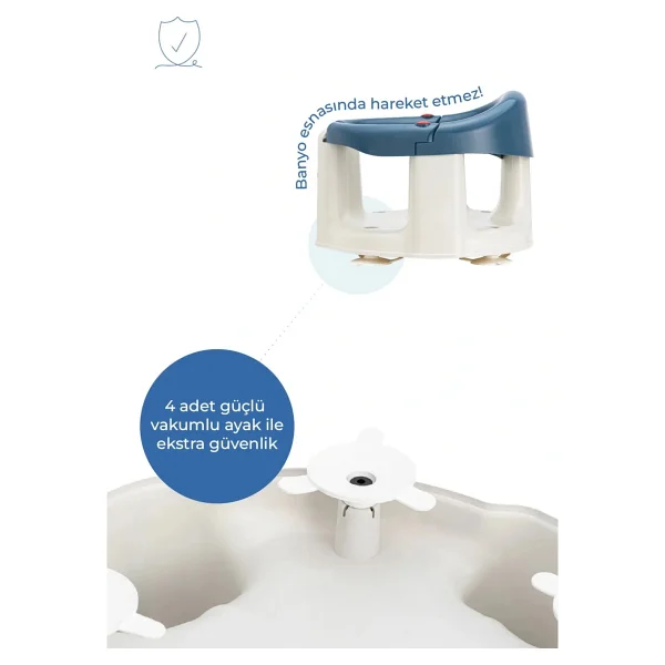 Babyjem Indigo Mavi Önden Açılır Banyo Ve Mama Oturağı - 2'li Set Hediye Minderli Hafif Ve Pratik - Görsel 5