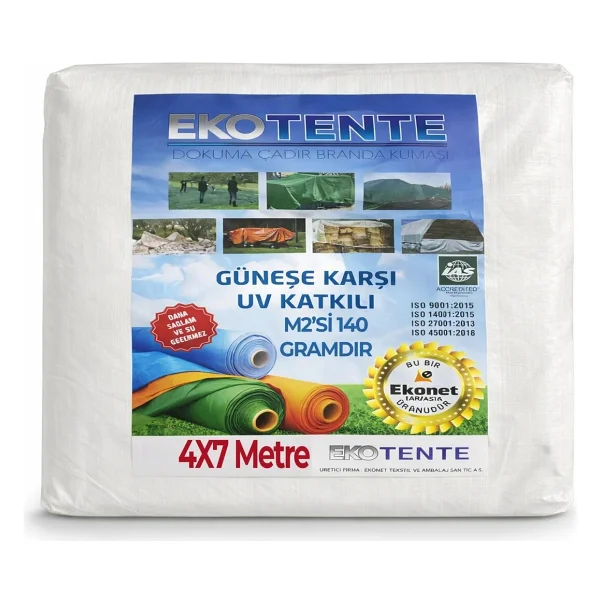 4x7 Metre Beyaz Pvc Branda Su Geçirmez Gölgelik Çadır Tente Dayanıklı Bahçe Balkon Kamp Örtüsü - Görsel 4