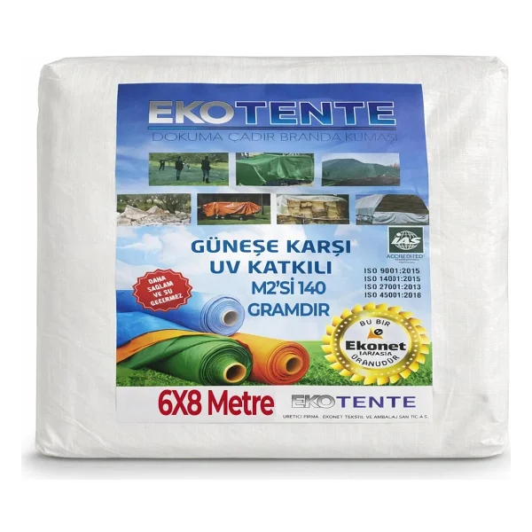 6x8 Metre Beyaz Pvc Branda Su Geçirmez Gölgelik Çadır Tente Dayanıklı Bahçe Balkon Kamp Örtüsü - Görsel 2