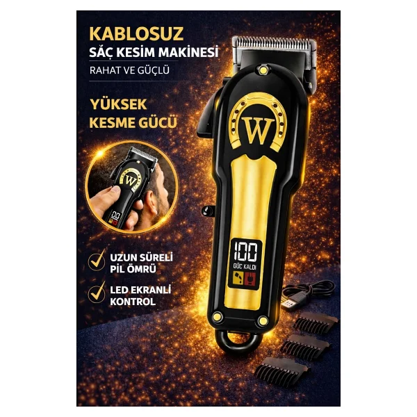 Jasper Jpr-4800 Siyah Profesyonel Tıraş Makinesi 6 Farklı Kesim Özelliği Saç-Sakal Kesim - Görsel 3
