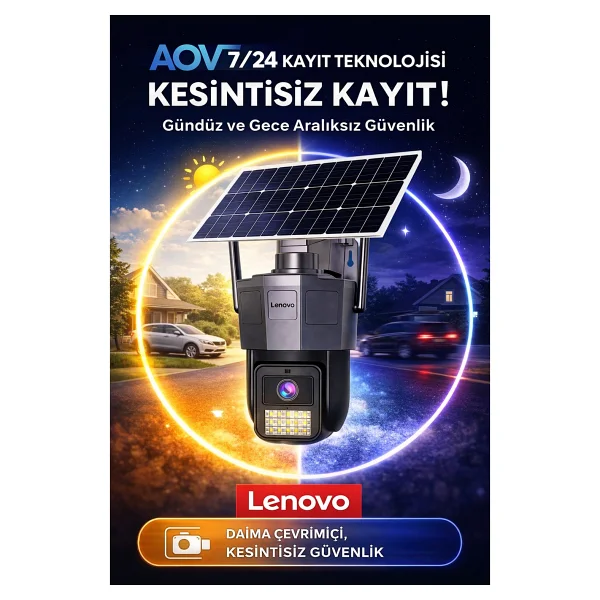 Lenovo Tek Kameralı 5mp Solar Panelli SIM Kartlı Gece Görüşlü Güvenlik Kamerası - Görsel 2