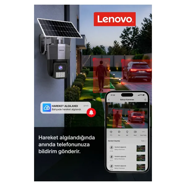 Lenovo Tek Kameralı 5mp Solar Panelli SIM Kartlı Gece Görüşlü Güvenlik Kamerası - Görsel 5