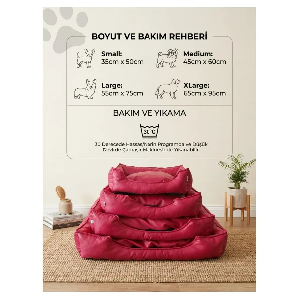 Patiderm Plus Silinebilir Kedi & Köpek Diş Tırnak Geçirmez Yatak - Kırmızı - Görsel 2