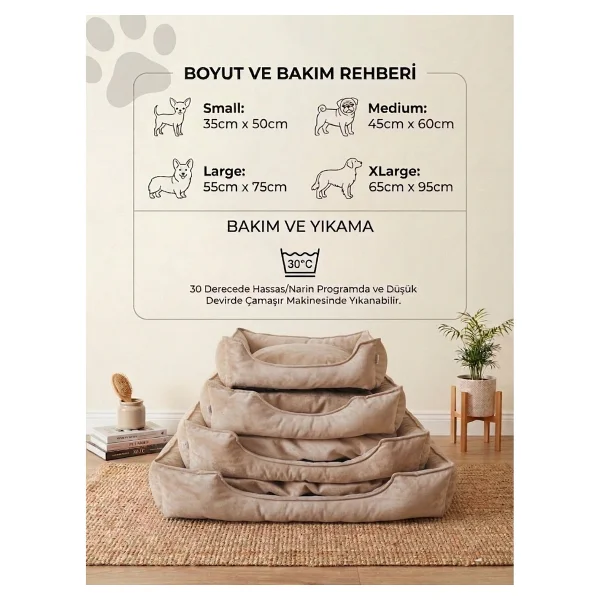 Patiderm Plus Silinebilir Kedi & Köpek Diş Tırnak Geçirmez Yatak - Bej - Görsel 2