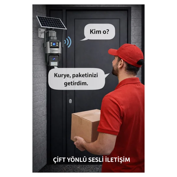 Lenovo 2 Kameralı SIM Kartlı Solar Panelli Aov Sürekli Kayıt Yapabilen Gece Görüşlü Güvenlik Kamerası - Görsel 6