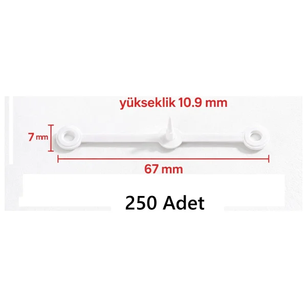 Luluyen 250 Adet Beyaz Plastik Güvenlik Kilidi Etiket Sabitleyici 67 Mm Tek Kullanımlık Tekstil Ürün Paket Kilit Trim Klipsi Perçin - Görsel 2