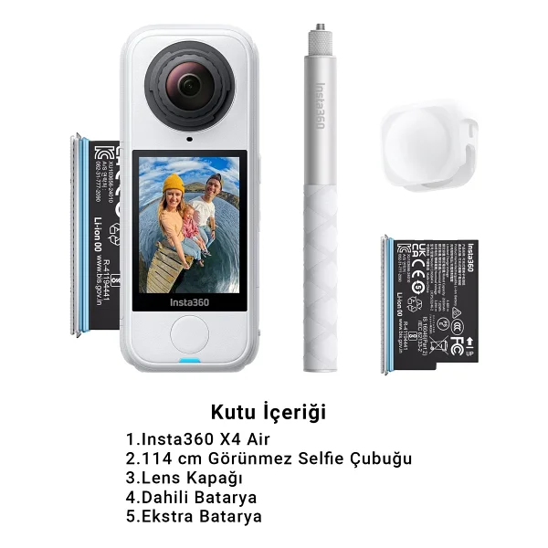 Insta360 X4 Air Beyaz Aksiyon Kamerası - Başlangıç Kiti - Görsel 2
